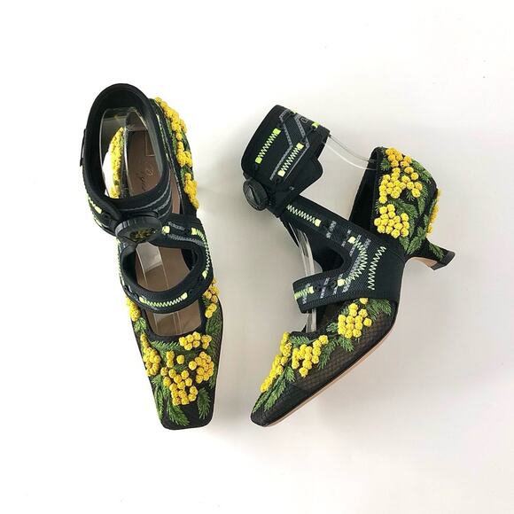 Dior Shoes - NEW Dior x Roger Vivier Mimosas Floral Kitten Heel Maryjane Pumps 36.5